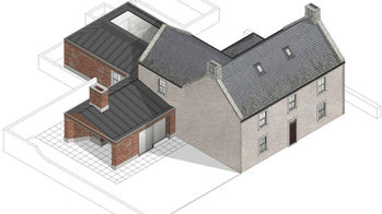 Extension to listed farmhouse near Duns, Berwickshire that was formerly occupied by famous geologist James Hutton