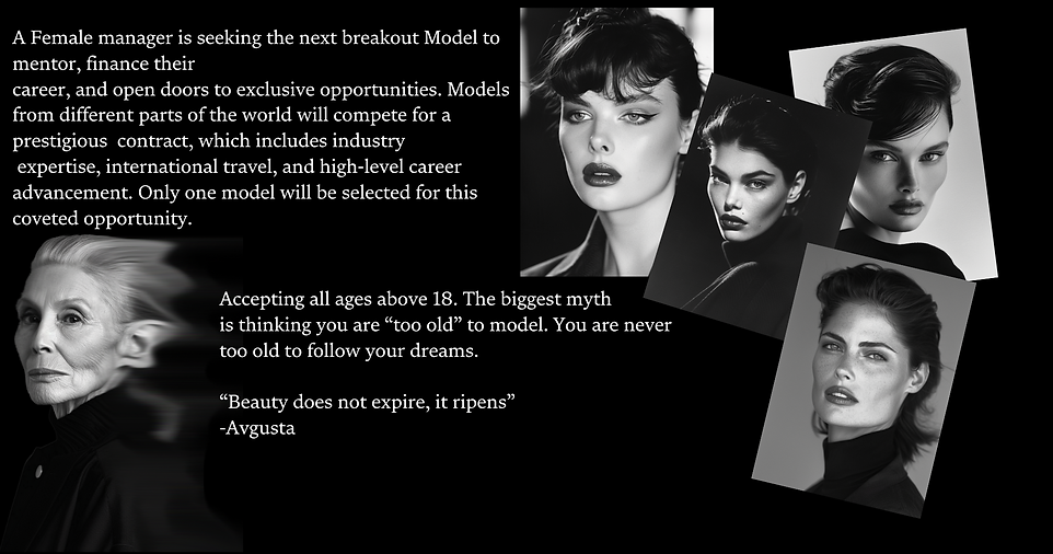 A Female manager is seeking the next breakout Model to mentor, finance their career, and o