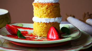 Almond Strawberry Short Cake with  Coconut Creme 