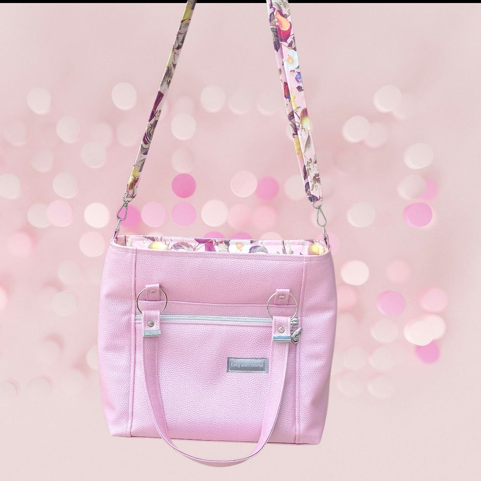 Thumbnail: Hand/Schoudertas parelmoer Vegan Leather Roze