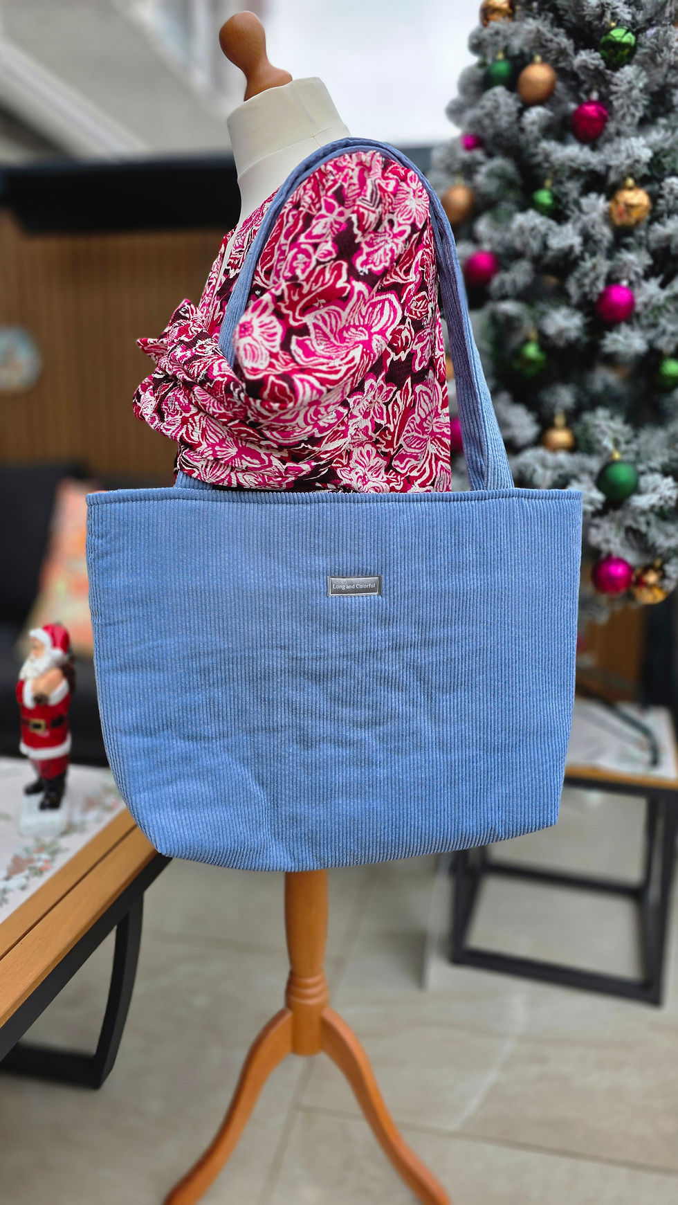 Corduroy Tote Bag Jeans Blauw