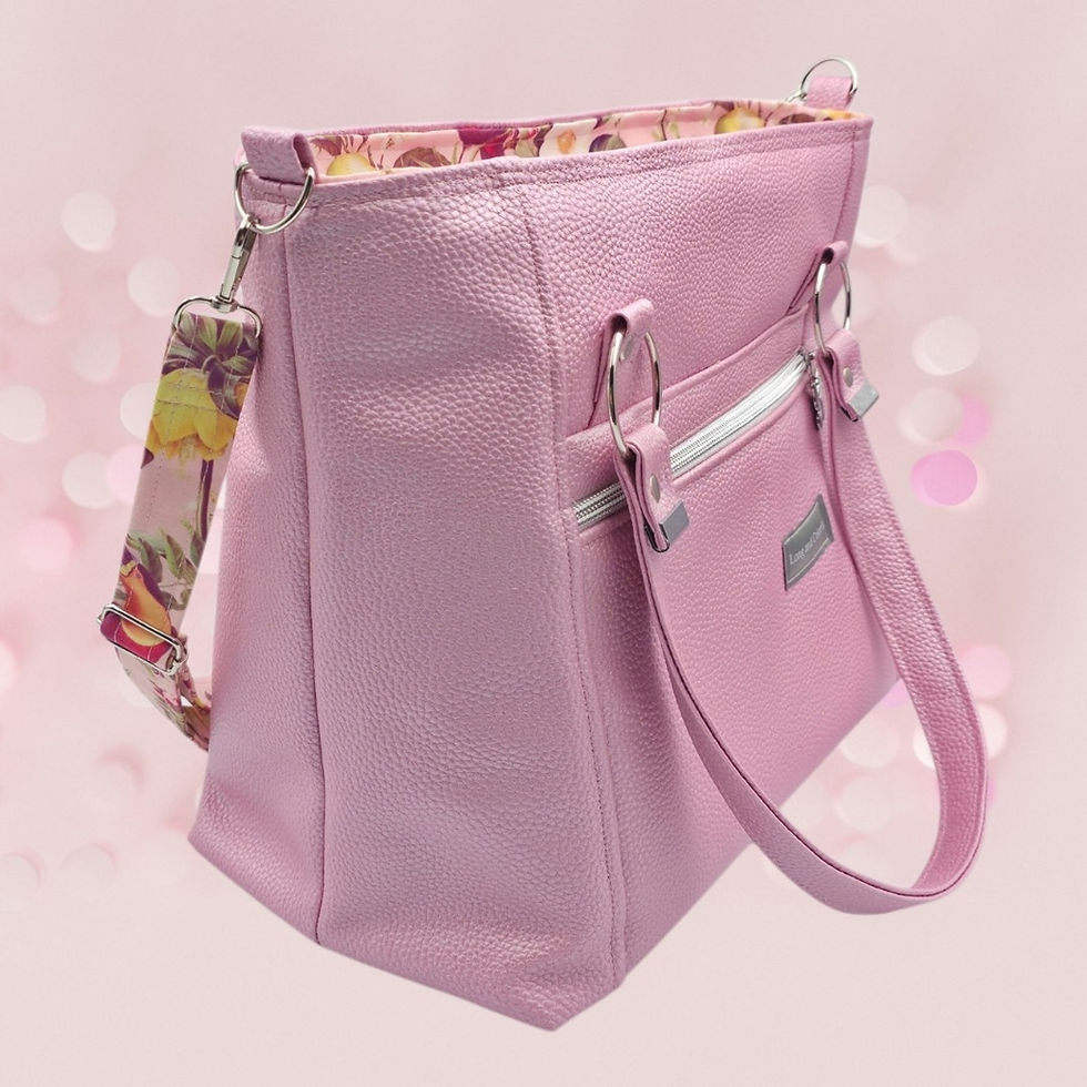 Thumbnail: Hand/Schoudertas parelmoer Vegan Leather Roze