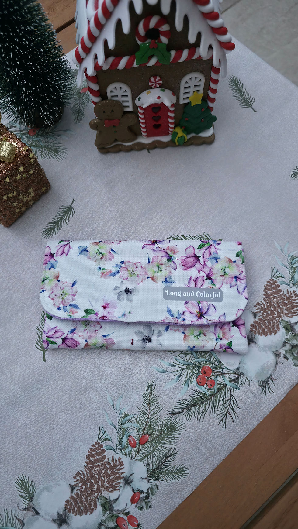 Brillen etui Lila bloemen met magneet sluiting