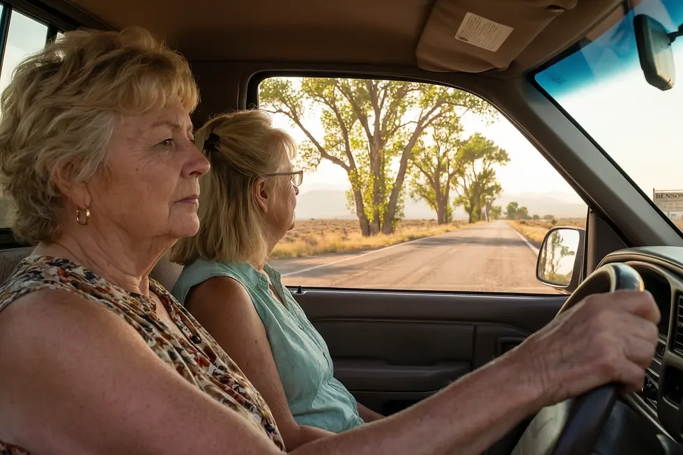 Caregiver driving a client along the San Pedro River near Benson