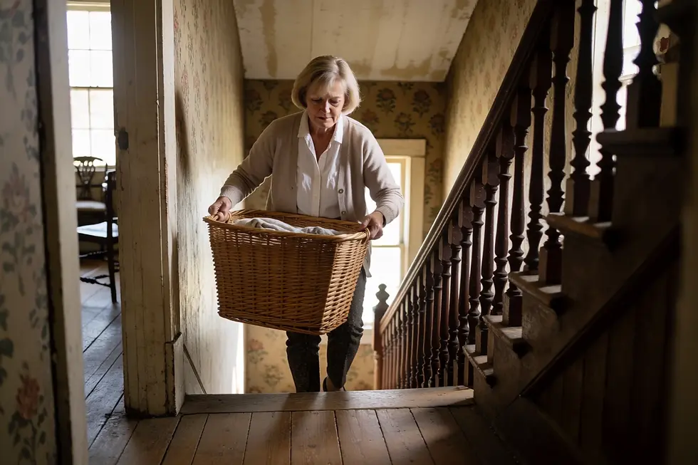 Caregiver helping with laundry in a hillside Bisbee home
