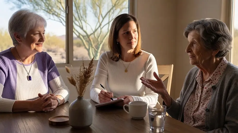 Free in-home consultation for senior care at a family's home in Tucson, Arizona