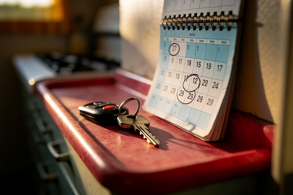 Car keys and a weekly calendar in a Vail senior's kitchen