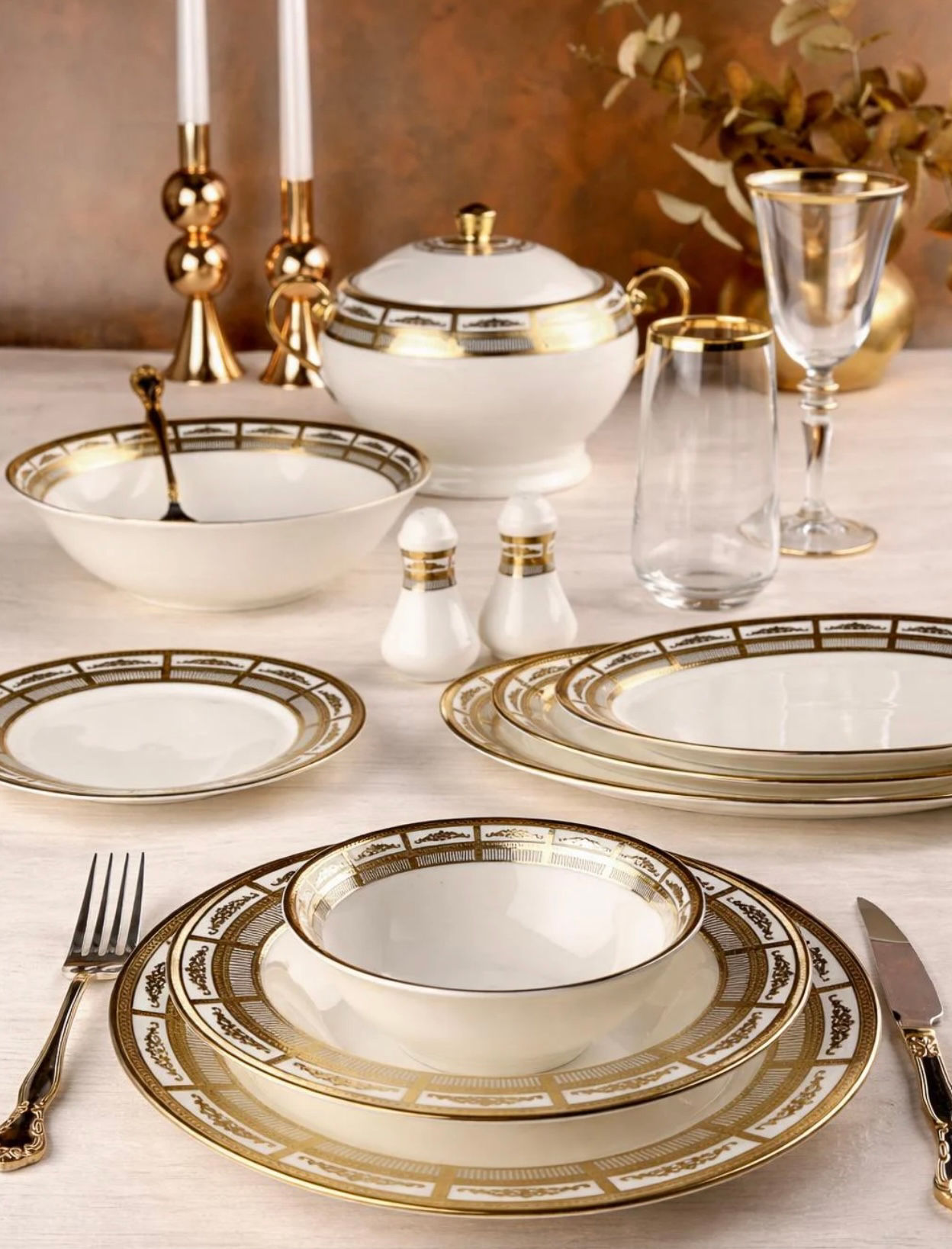 102212 60 PRÇ PORSELEN 24K ALTIN YEMEK TK