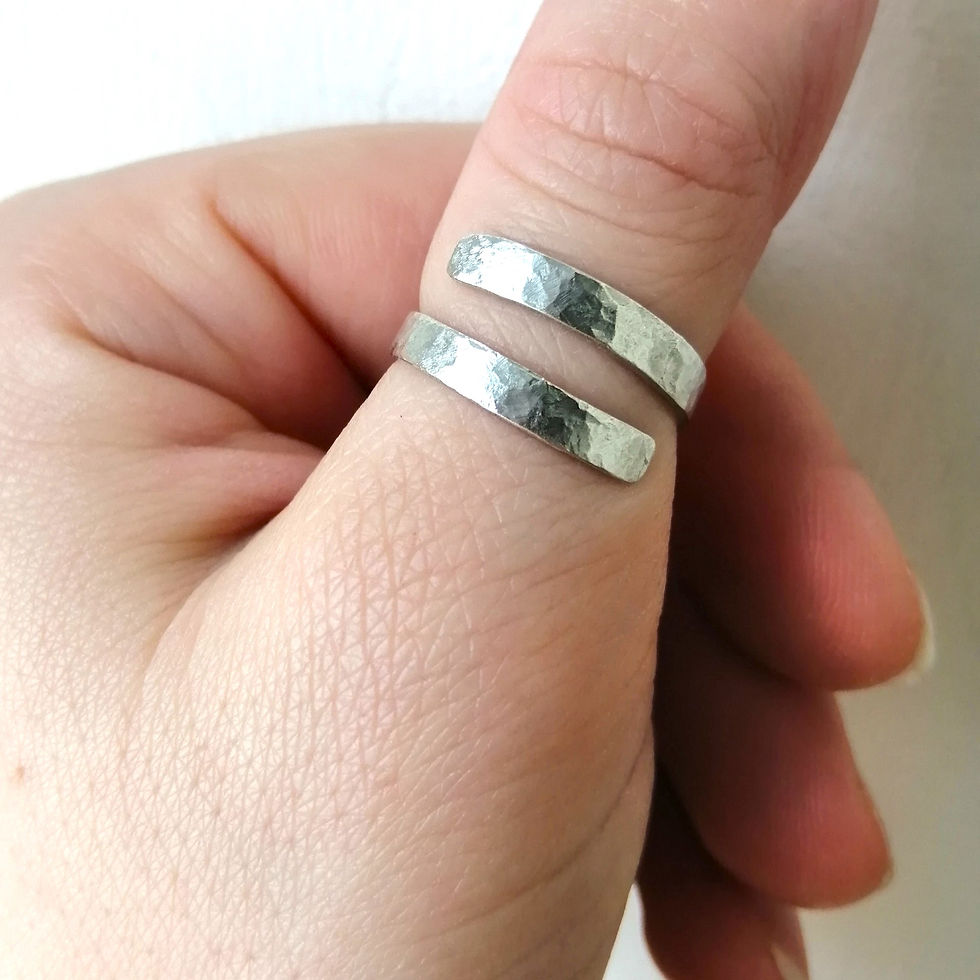 Thumbnail: Wide Adjustable Hammered Sterling Silver Ring