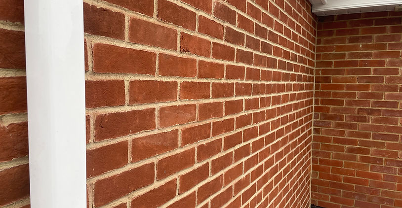 Red brick slips used on a house extension