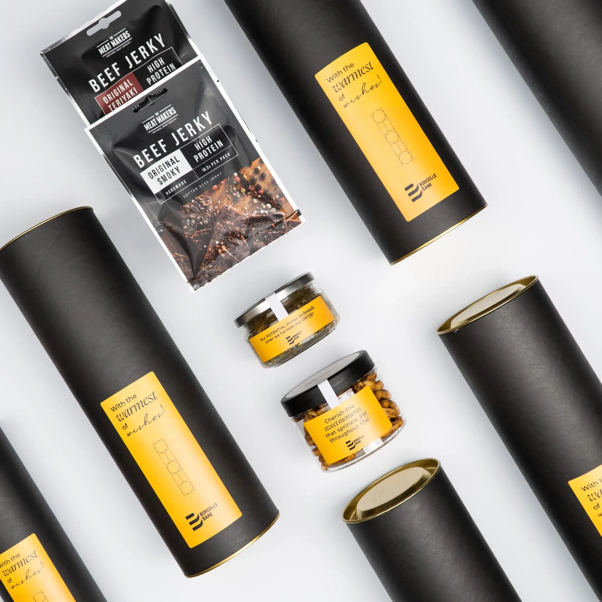 corporate snack gift set with beef jerky and breadsticks