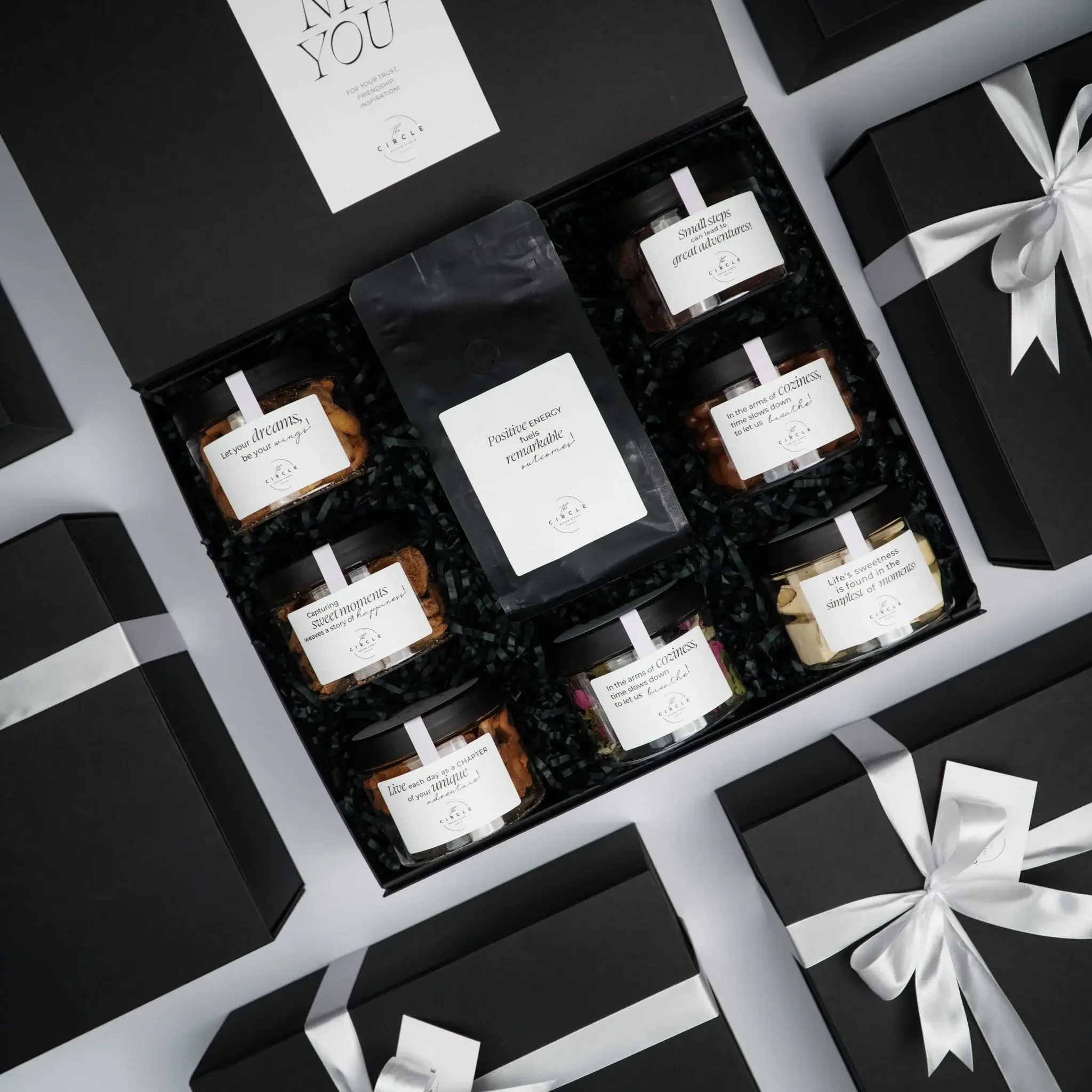 Corporate gourmet gift box with coffee tea cookies and chocolate sweets