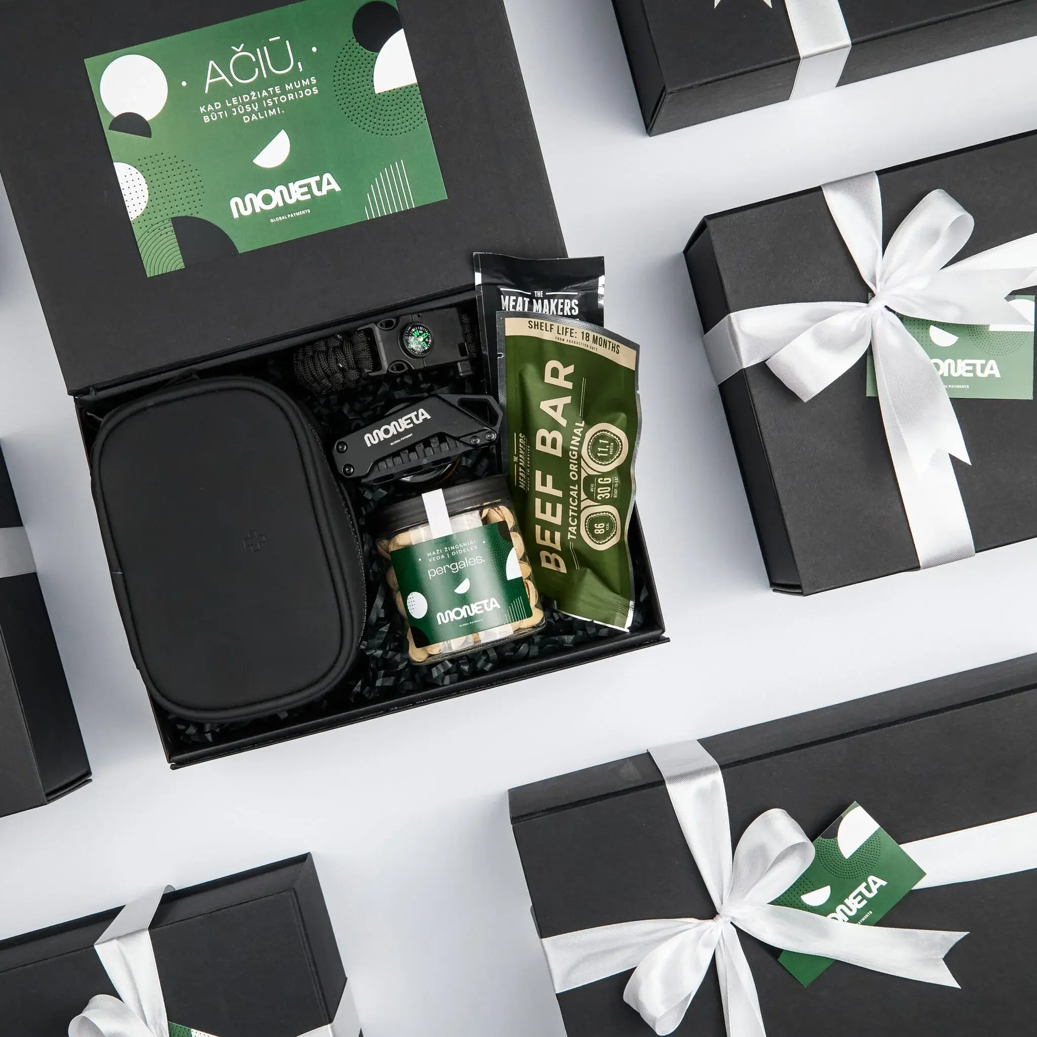 Life Kit corporate survival gift box with pistachios beef snacks survival bracelet screwdriver and first aid kit