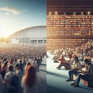 Convention halls and libraries