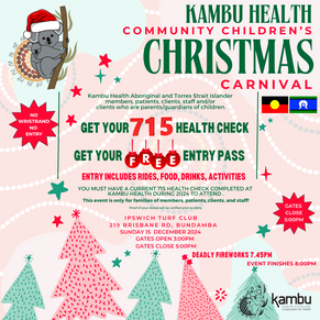 SAVE THE DATE Kambu Health Community Children's Christmas Carnival, Sunday 15 December 2024