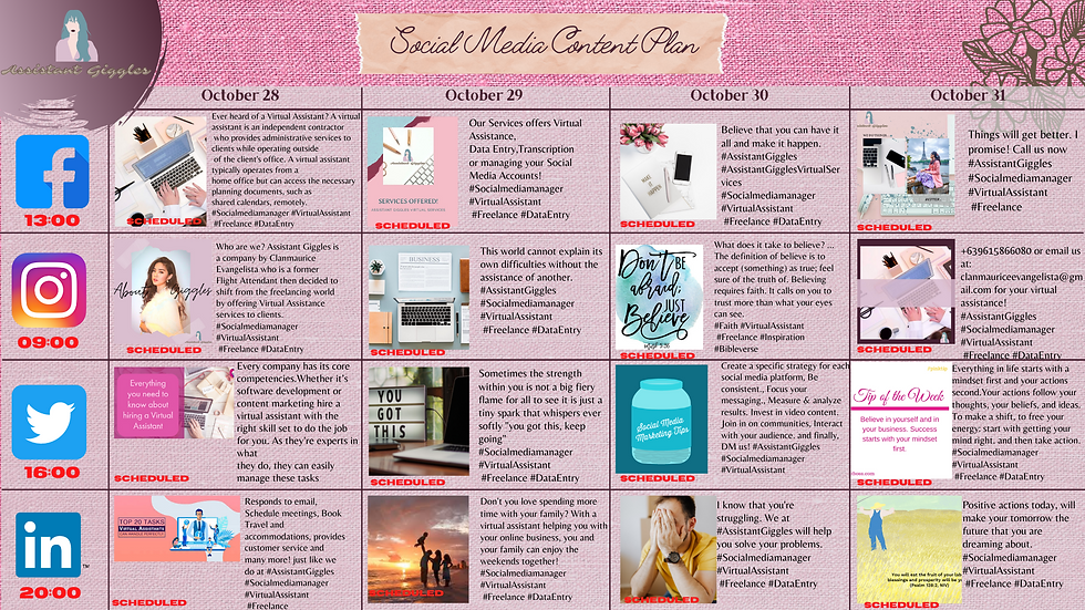 Social Media Management Content Plan