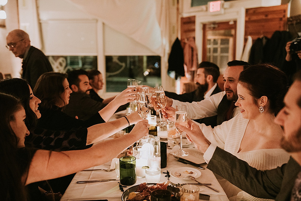 Wedding reception toasting