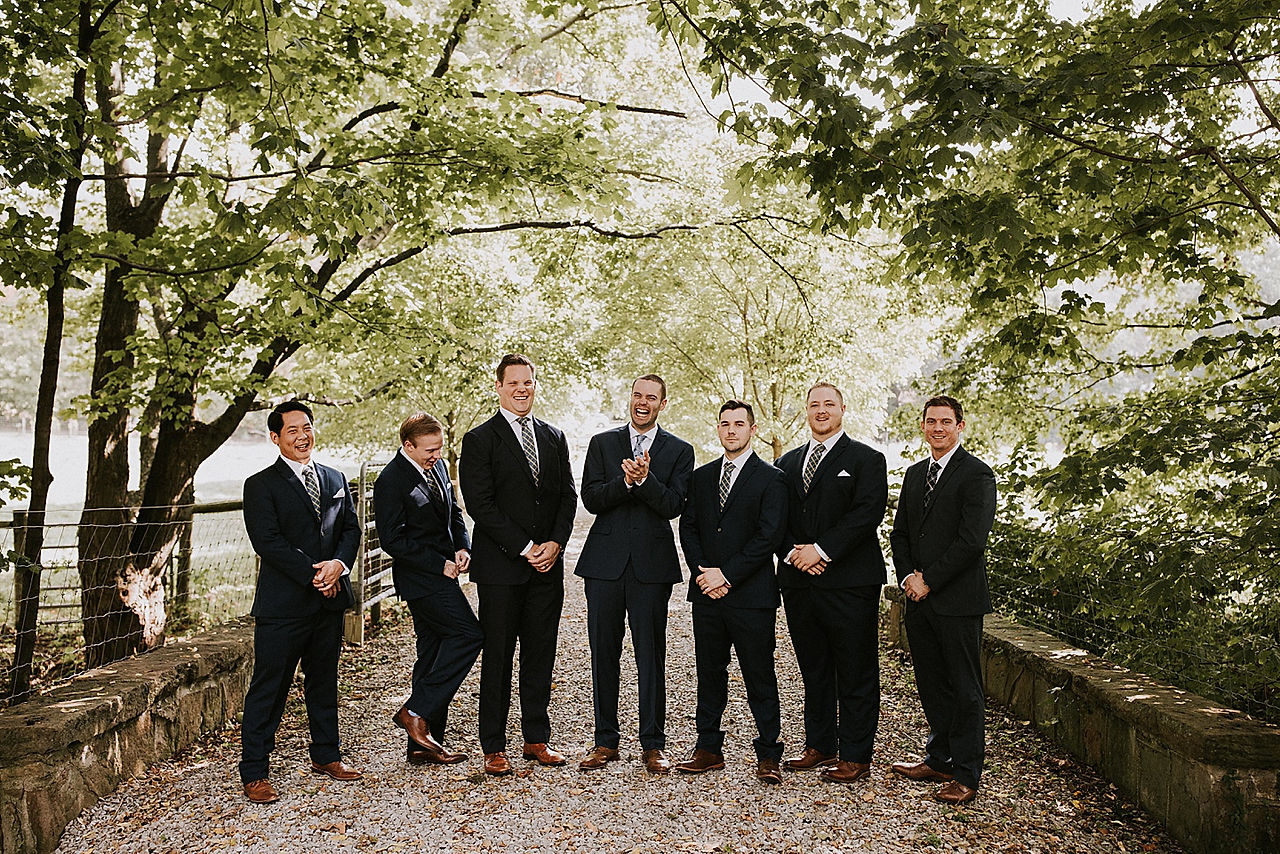 Groomsmen laughing