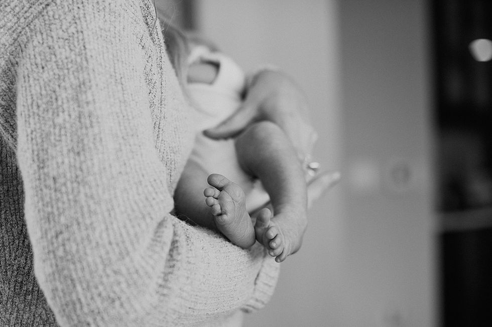Closeup of newborn baby feet