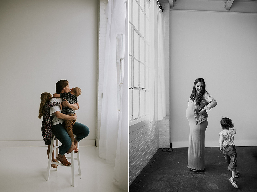 mother and kids in studio session in pittsburgh