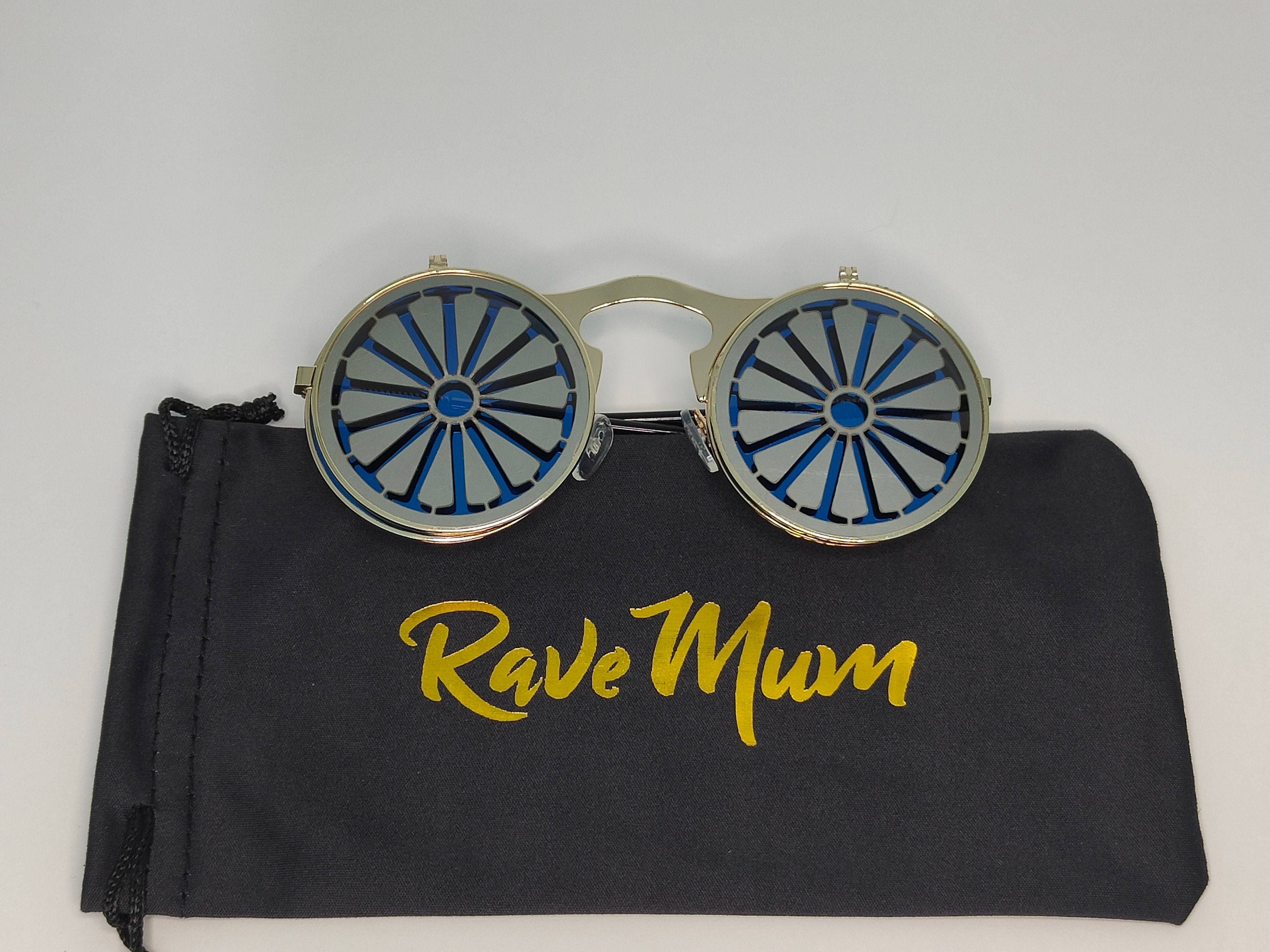 Round Steampunk Glasses - Blue & Gold