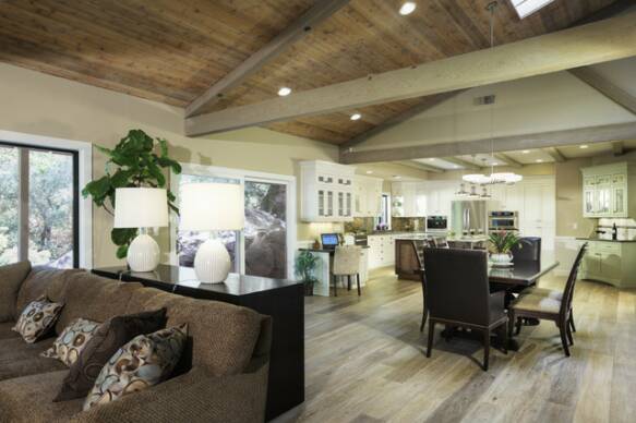 Open plan rustic kitchen