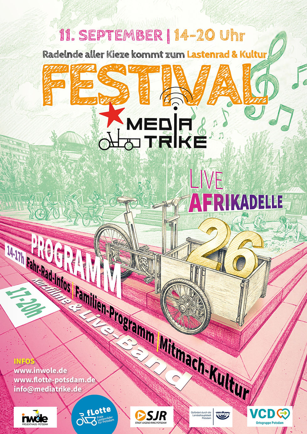 MediaTrike Festival für Lastenrad & Kultur, am Freitag 11.9.2026 (ab 14h) auf dem Bassinplatz