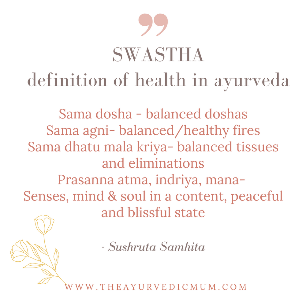 Definition of health in Ayurveda