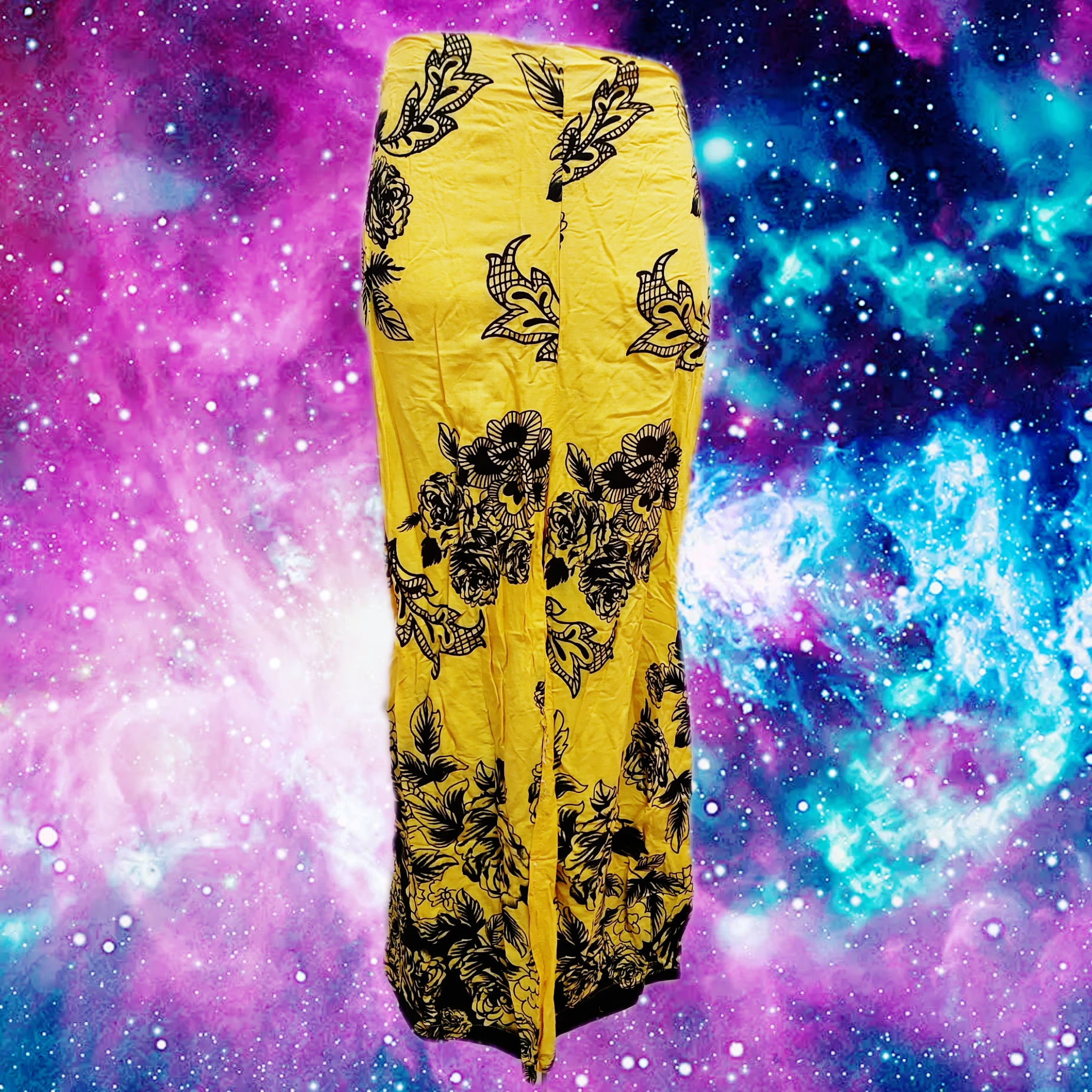 Ladies Floral Yellow Pants