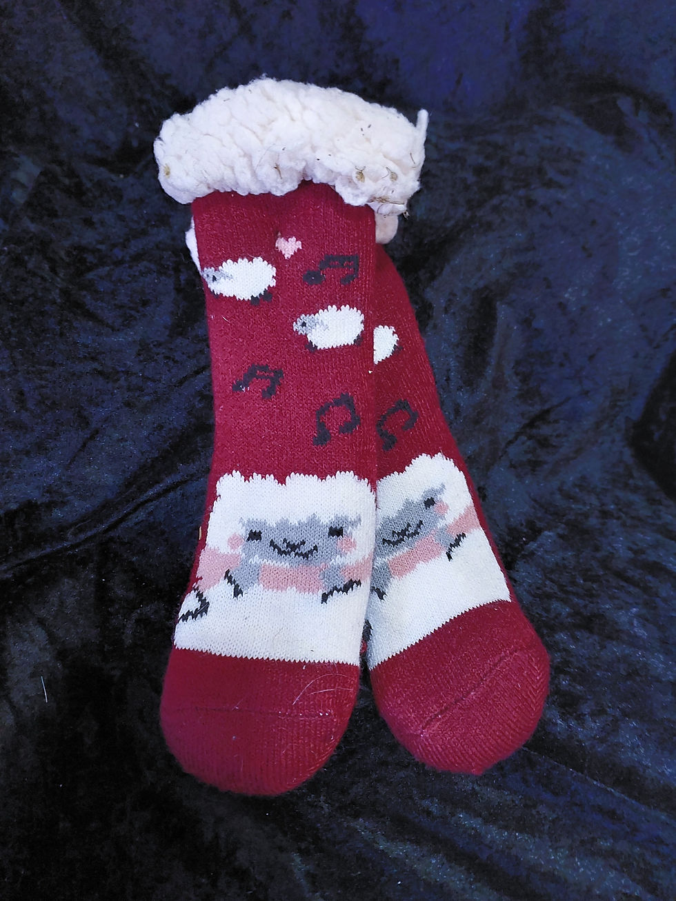 Kids Maroon Sheep Winter Socks - Size 32-35
