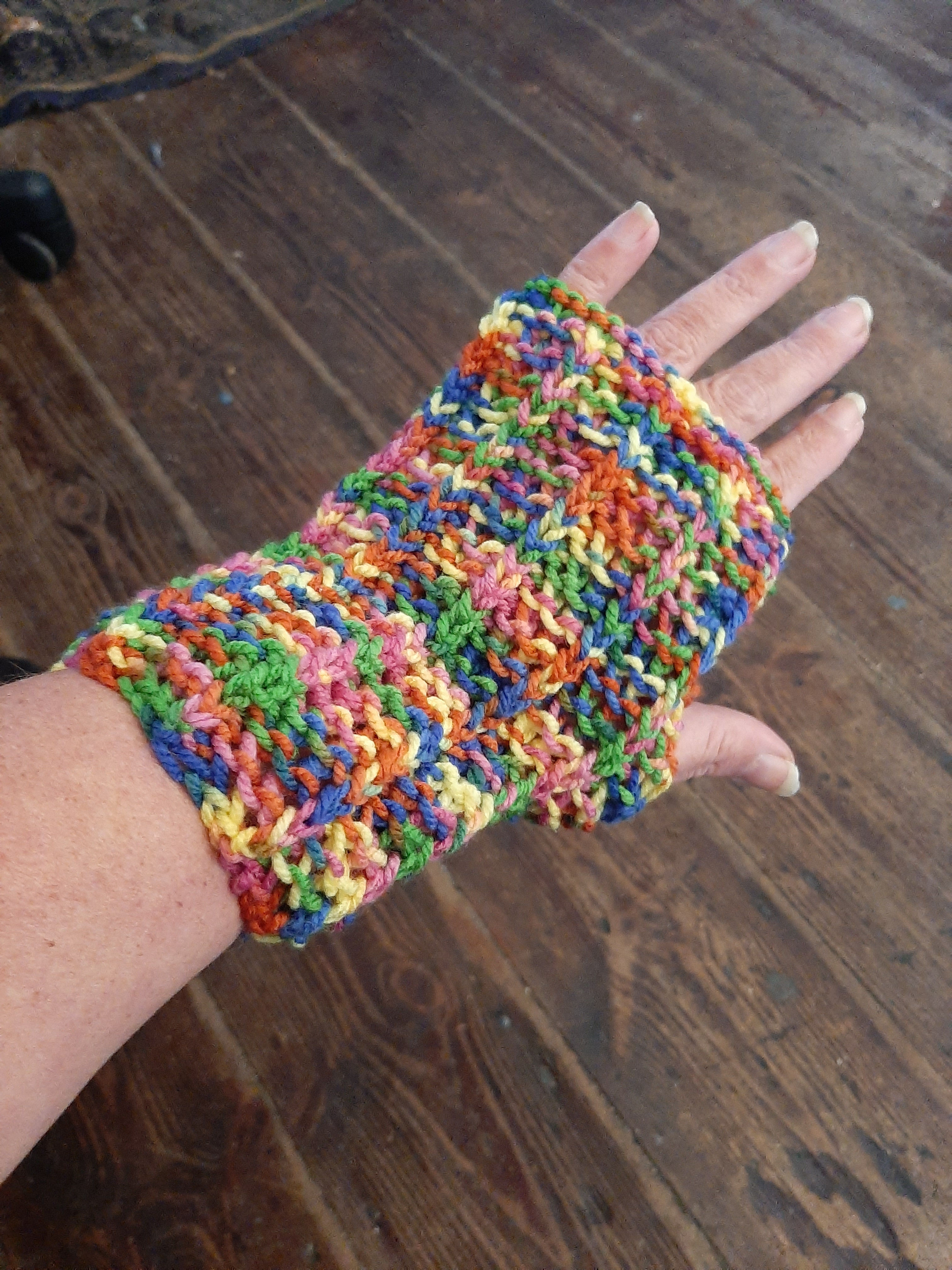 Handmade Rainbow Fingerless Gloves