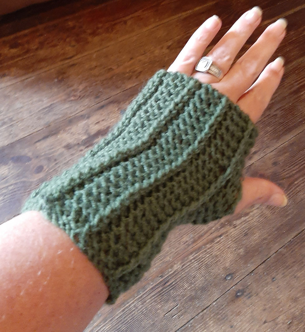 Handmade Olive Green Fingerless Gloves