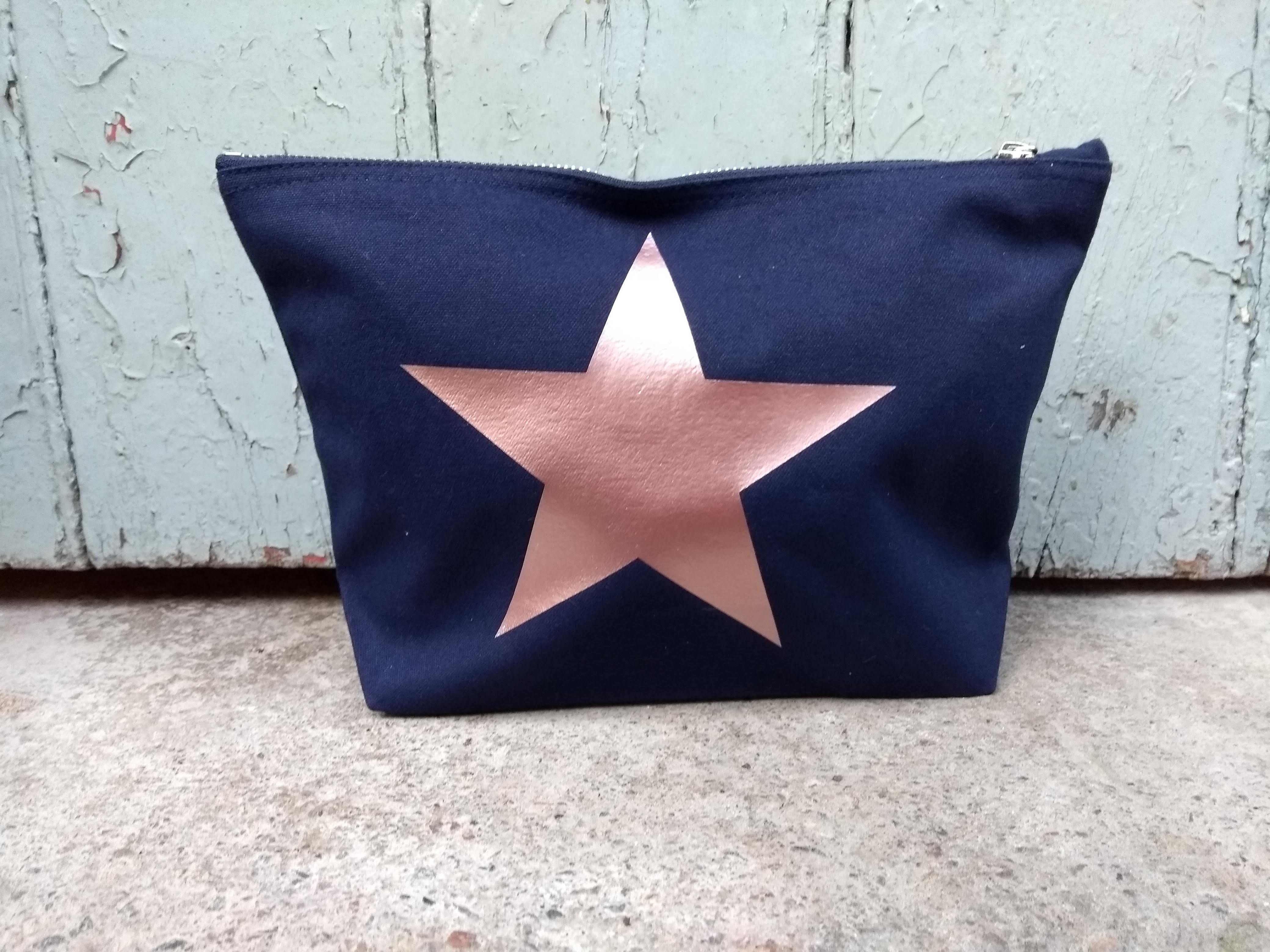 Large Navy Cosmetic Bag Star