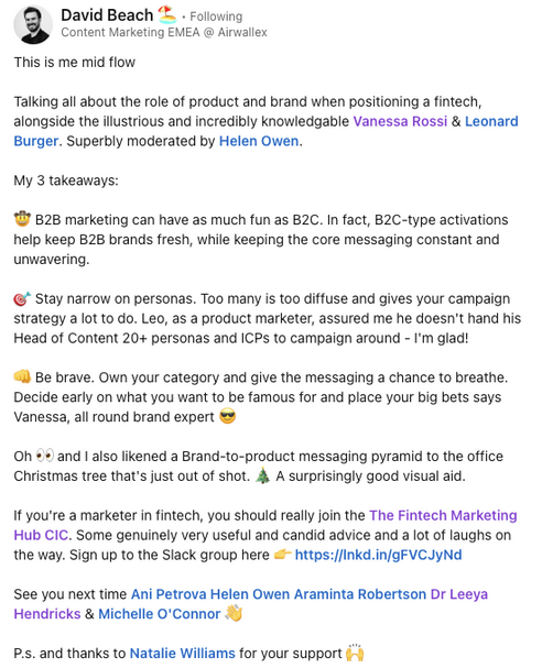 David event feedback