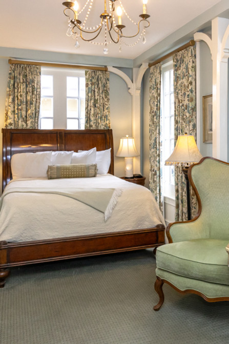 Johnson Bedroom with plush bedding at a B&B