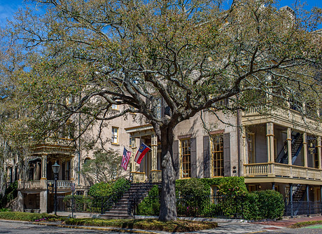 An outside view of The Gastonian Bed and Breakfast in Savannah GA