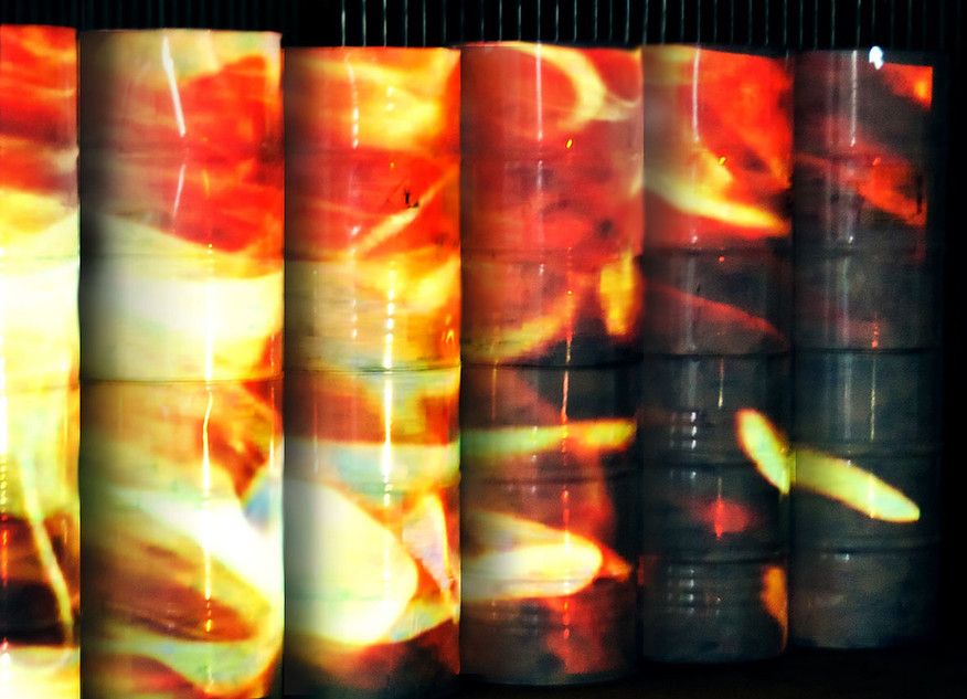 Video installation. "Oil", Anton Chumak. Burning barrel