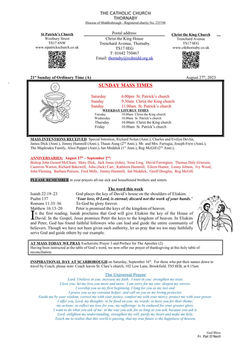 Parish Bulletin: August 26