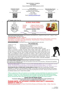 Parish Bulletin: July 29