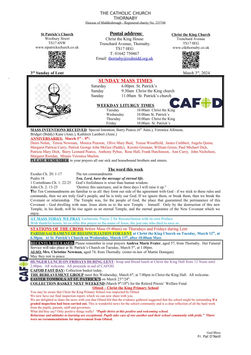 Parish Bulletin: March 2