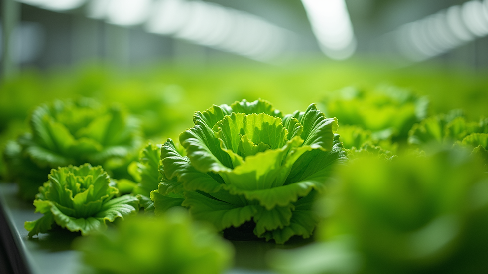Close-up view of hydroponic lettuce growing in a nutrient-rich solution