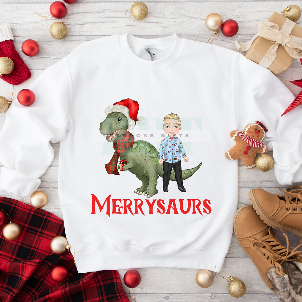 Personalised Boy's Dino Christmas Jumper