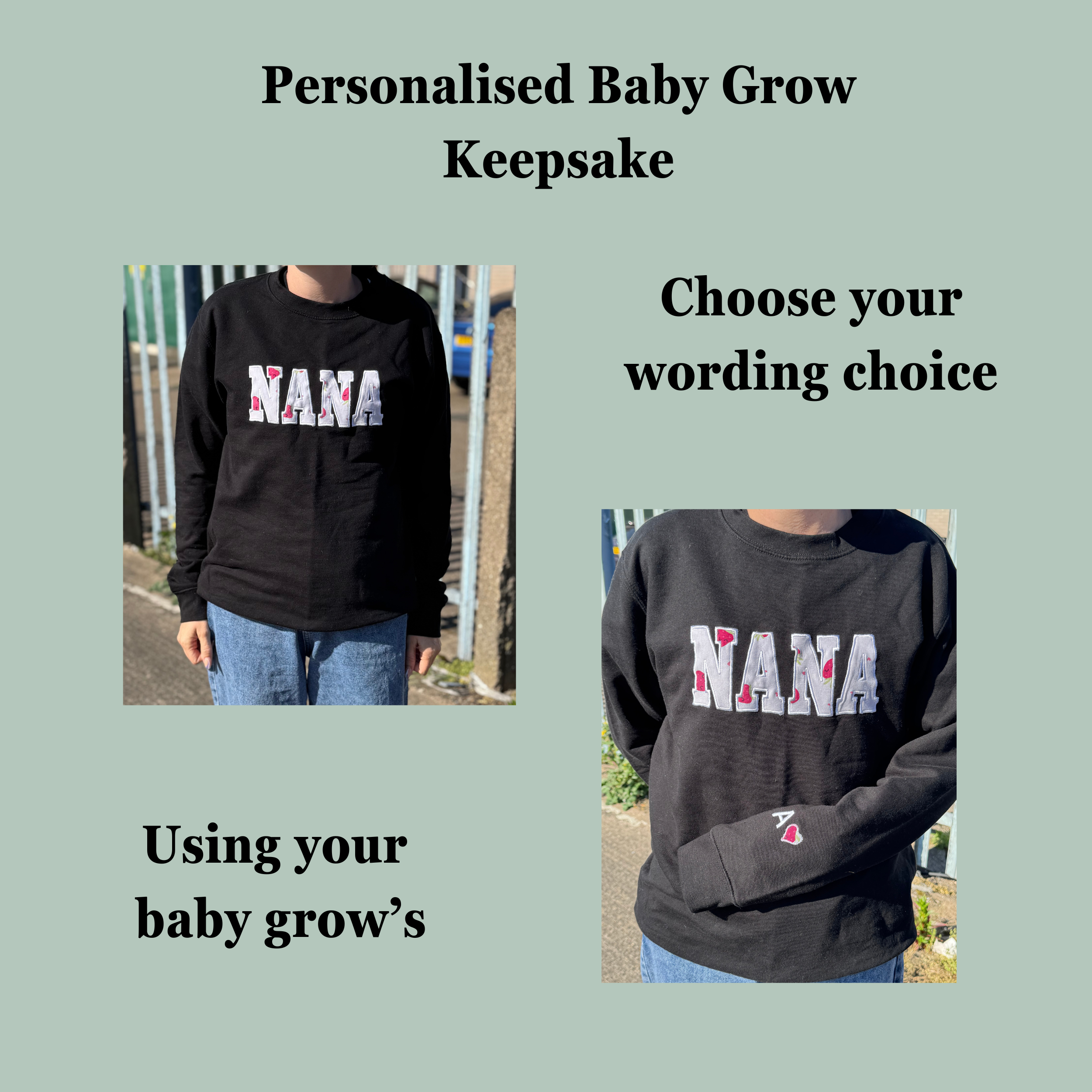 Personalised Keepsake embroidered Jumper using baby's clothing
