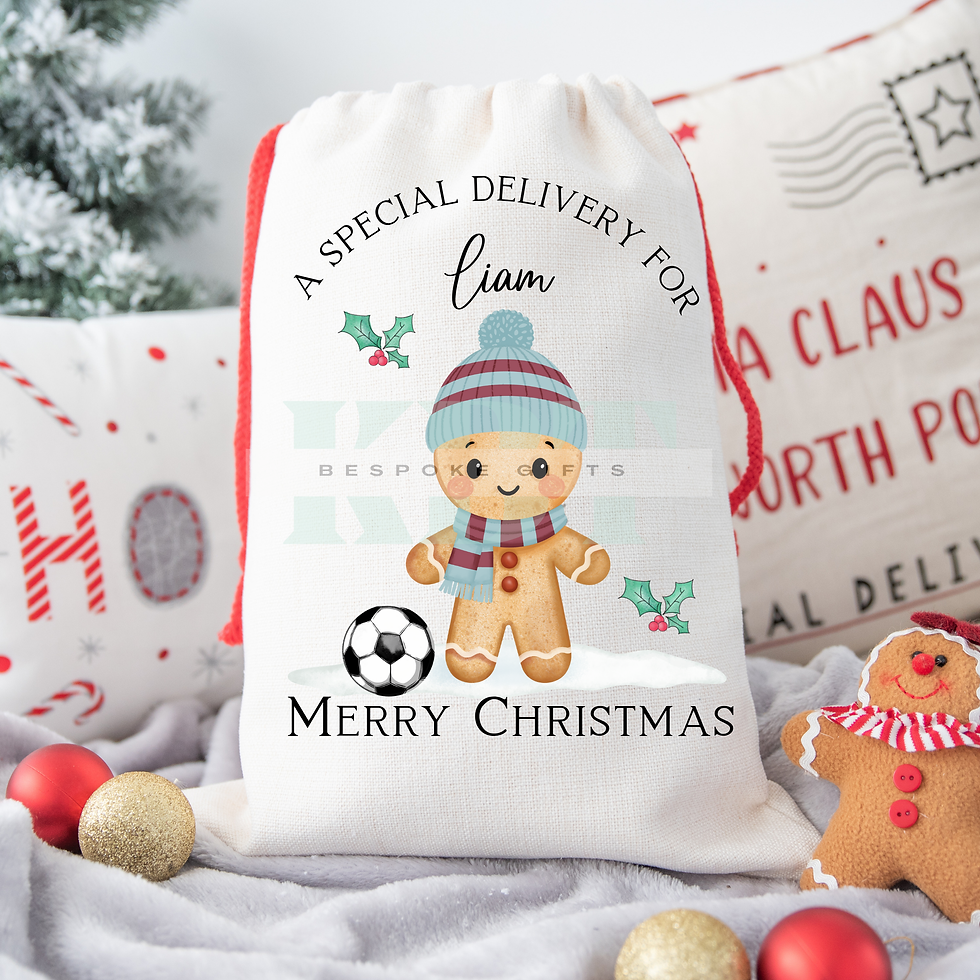 Thumbnail: Football Gingerbread Themed  Christmas Sack - Pick Your Team