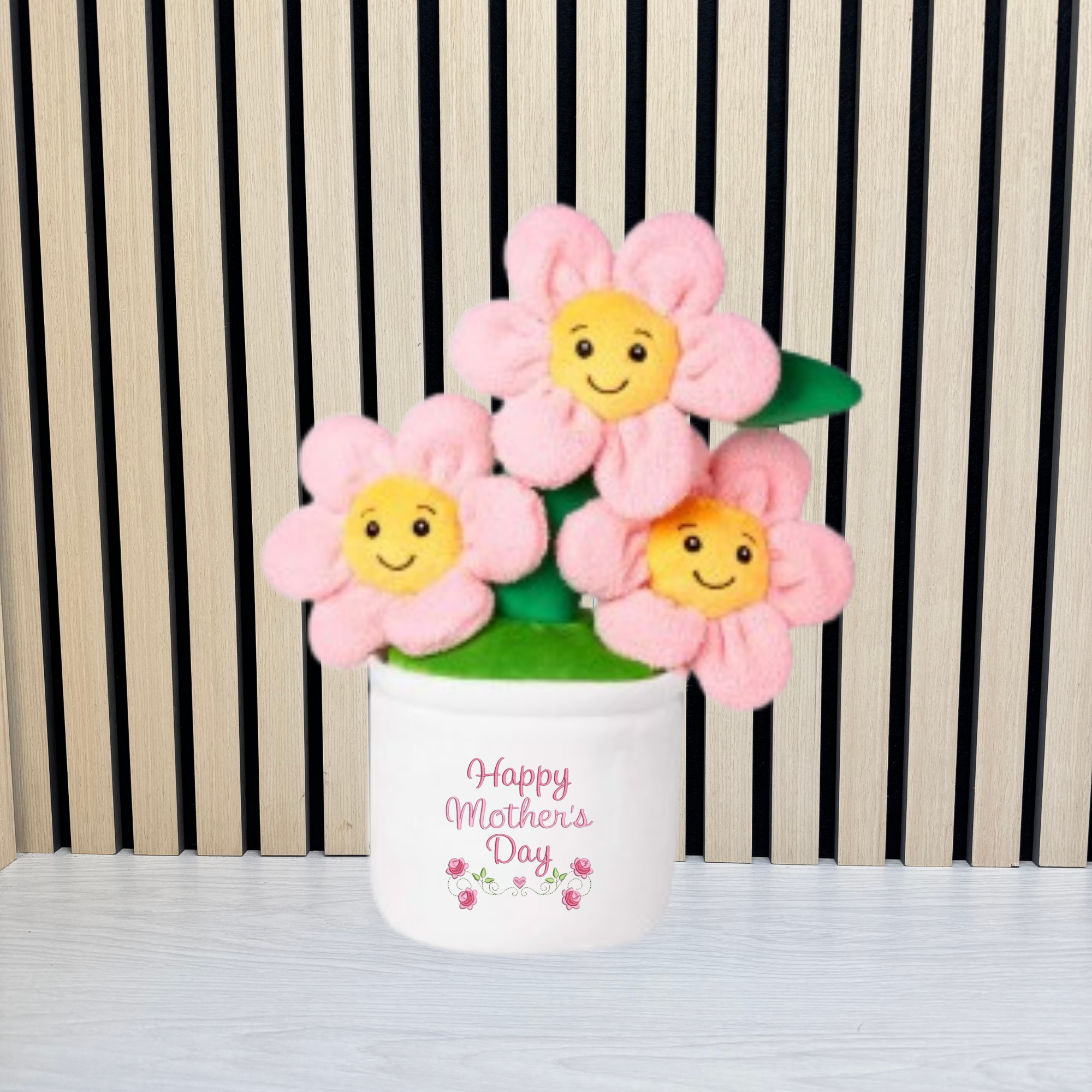 Embroidered Flower Pot Teddy