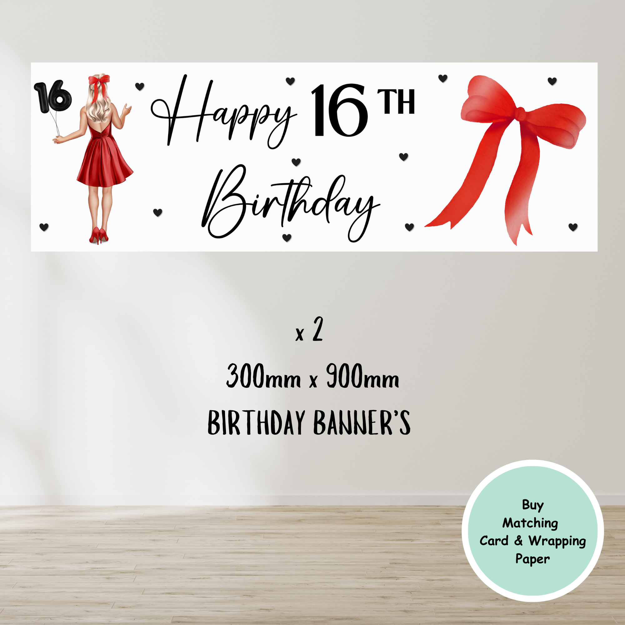 Bow Happy 16th,18th,21st Birthday Banner's