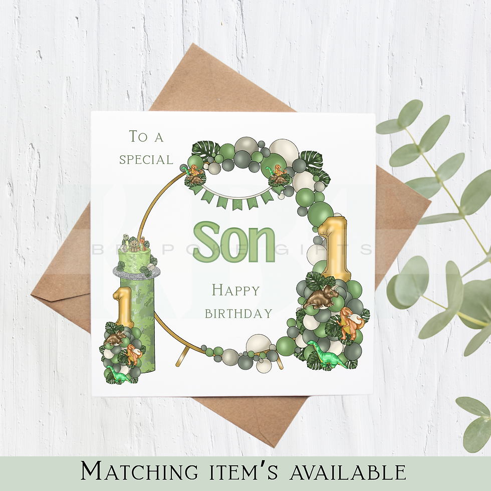 Dinosaur balloon Birthday card