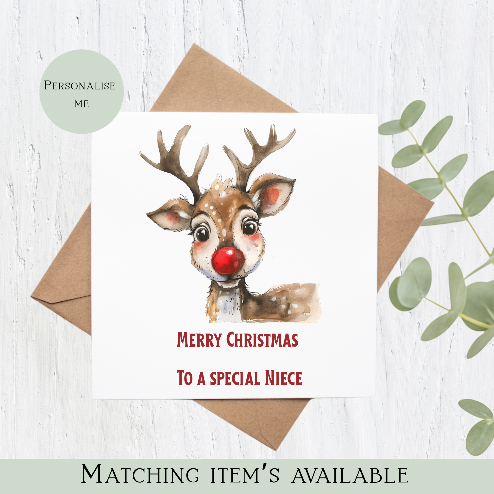 Reindeer Christmas card - Personalise me
