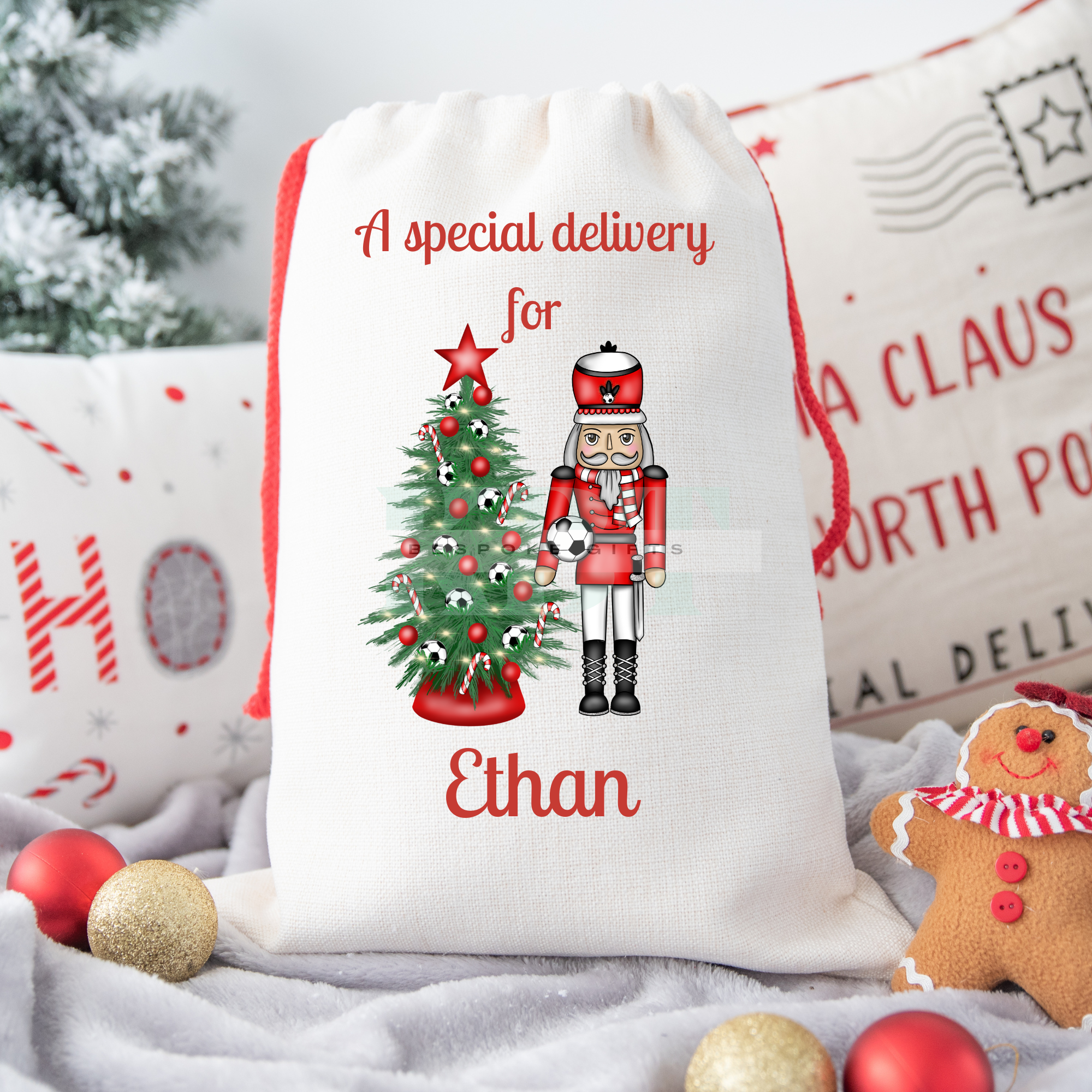 Personalised Football Nutcracker Christmas Sack