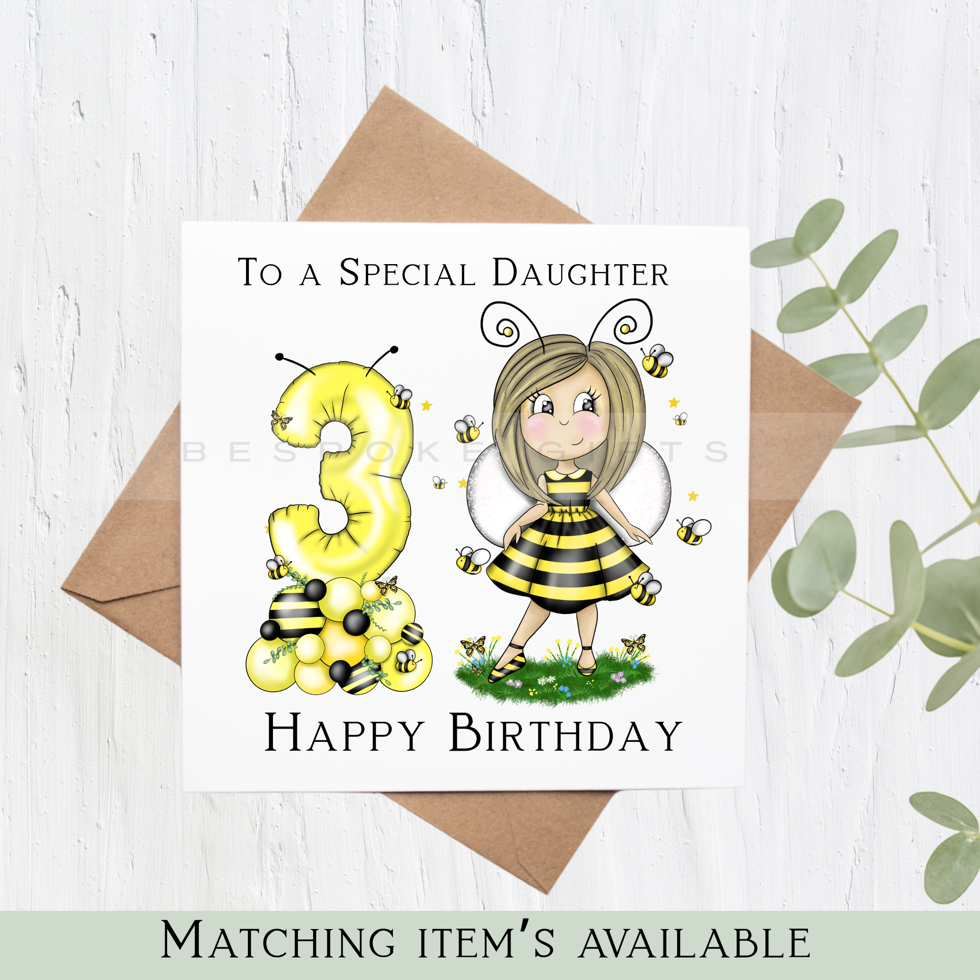 Bumble bee princess Birthday card